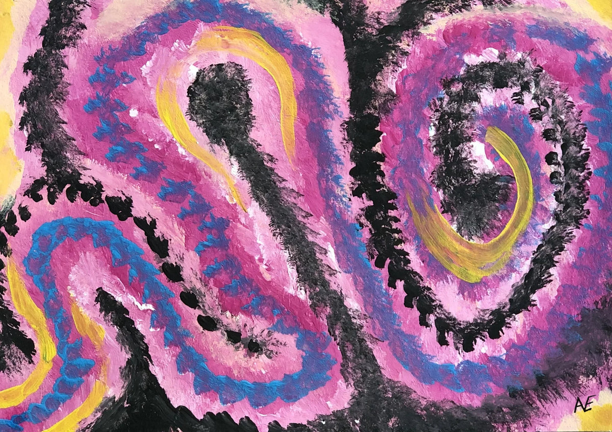 Ba-Do-inG, acrylic on paper, 14.8 × 21 cm (A5), 2023, by Nael Abdelal