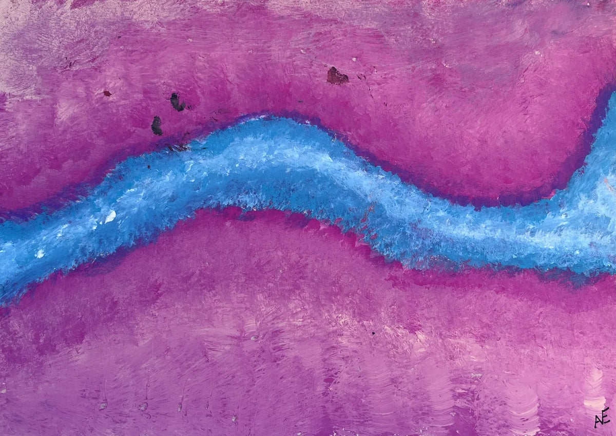 River, acrylic on paper, 14.8 × 21 cm (A5), 2023, by Nael Abdelal