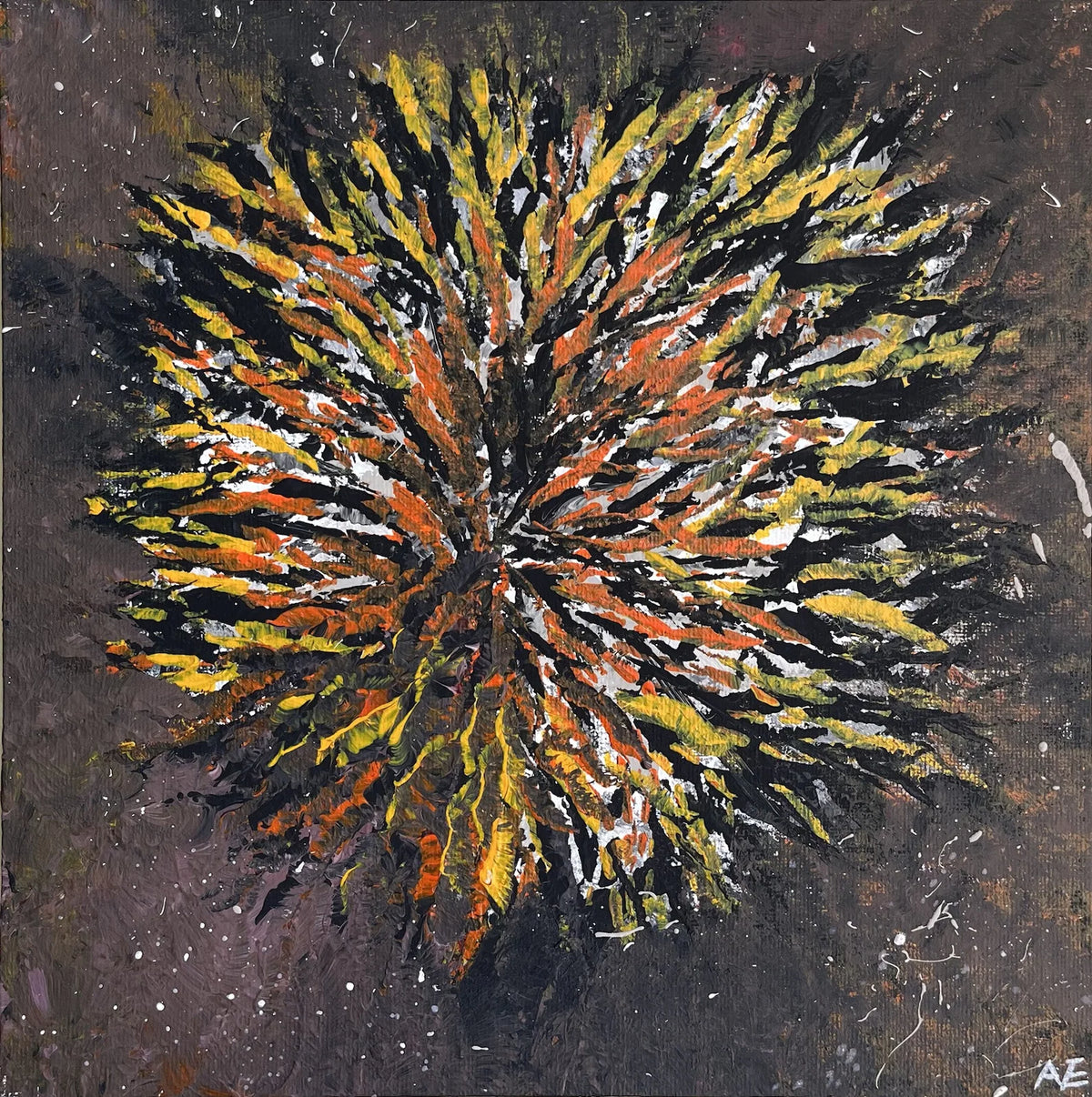 Spiky, acrylic on panel, 25 × 25 cm, 2025, by Nael Abdelal