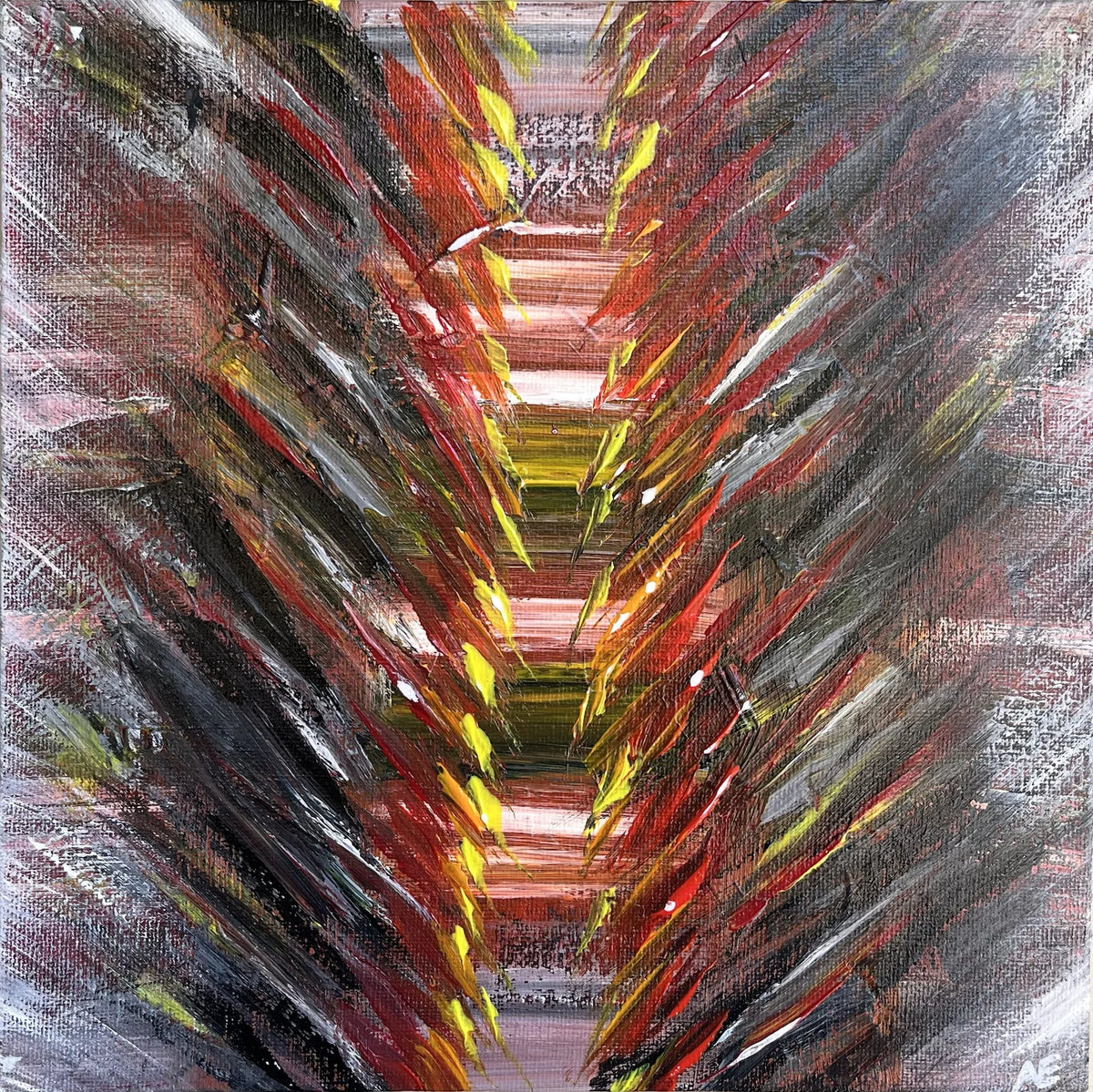 Assemble, acrylic on panel, 25 × 25 cm, 2023, by Nael Abdelal