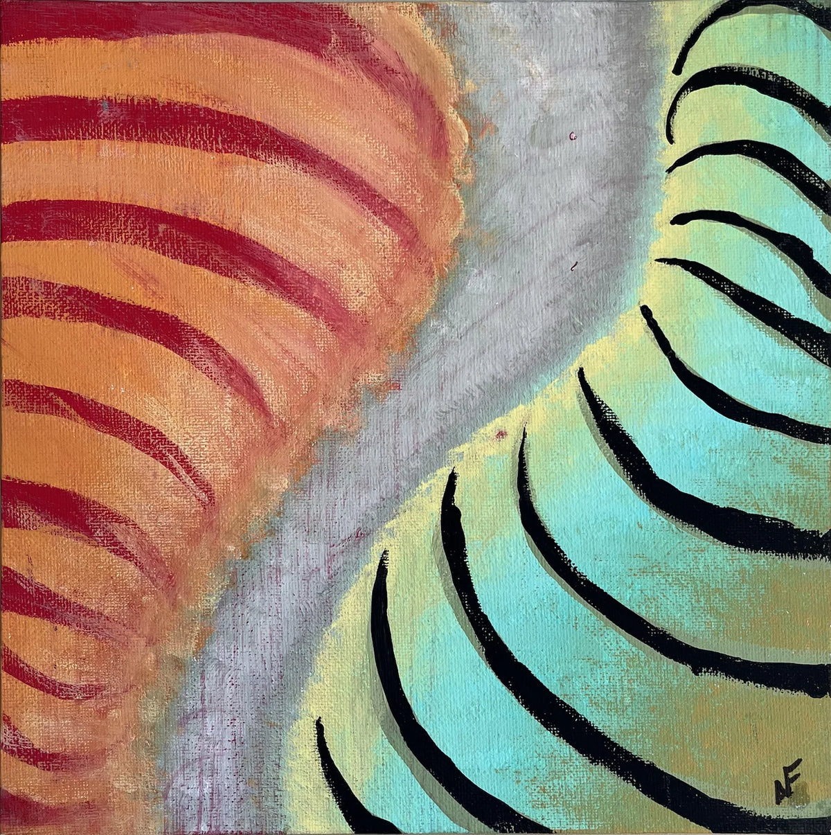 No. 61, acrylic on panel, 25 × 25 cm, 2023, by Nael Abdelal