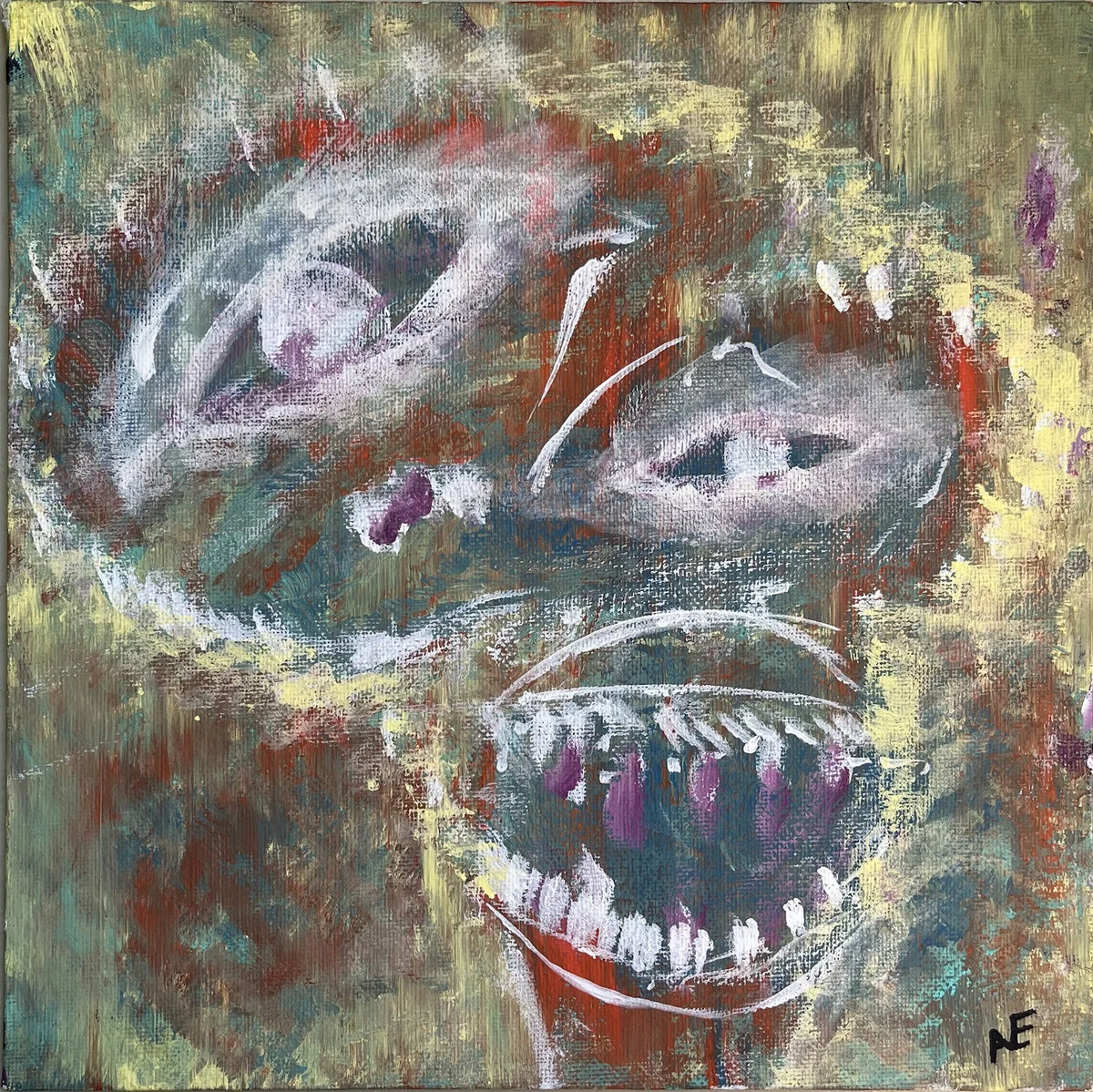 AgH, acrylic on panel, 25 × 25 cm, 2023, by Nael Abdelal