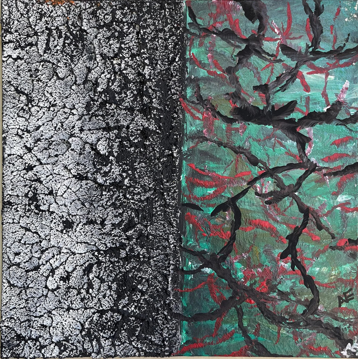 No. 105, acrylic on panel, 25 × 25 cm, 2025, by Nael Abdelal