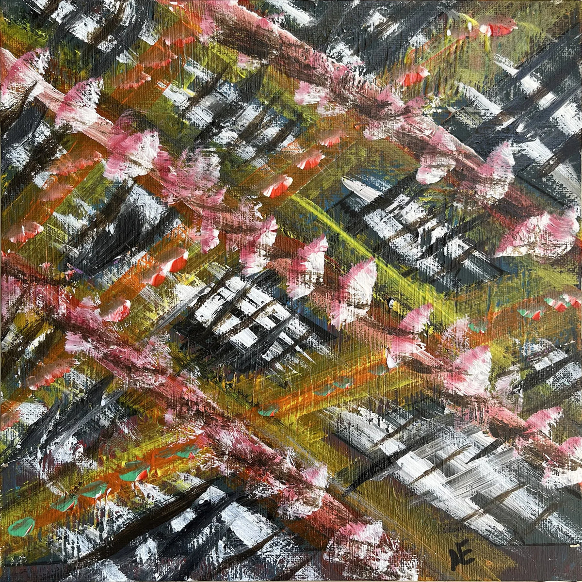 No. 100, acrylic on panel, 25 × 25 cm, 2023, by Nael Abdelal