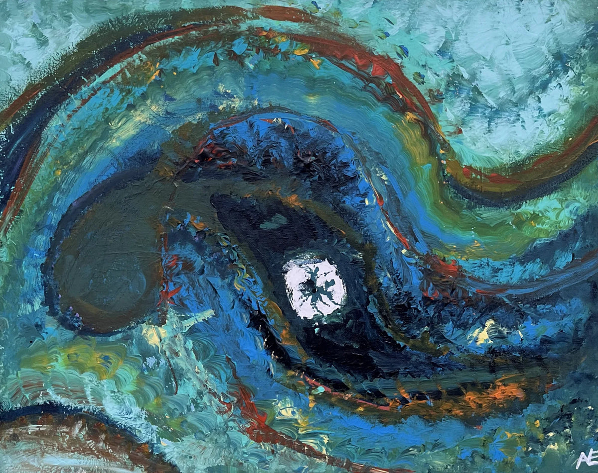 Deathbed, acrylic on canvas, 40 × 50 cm, 2024, by Nael Abdelal