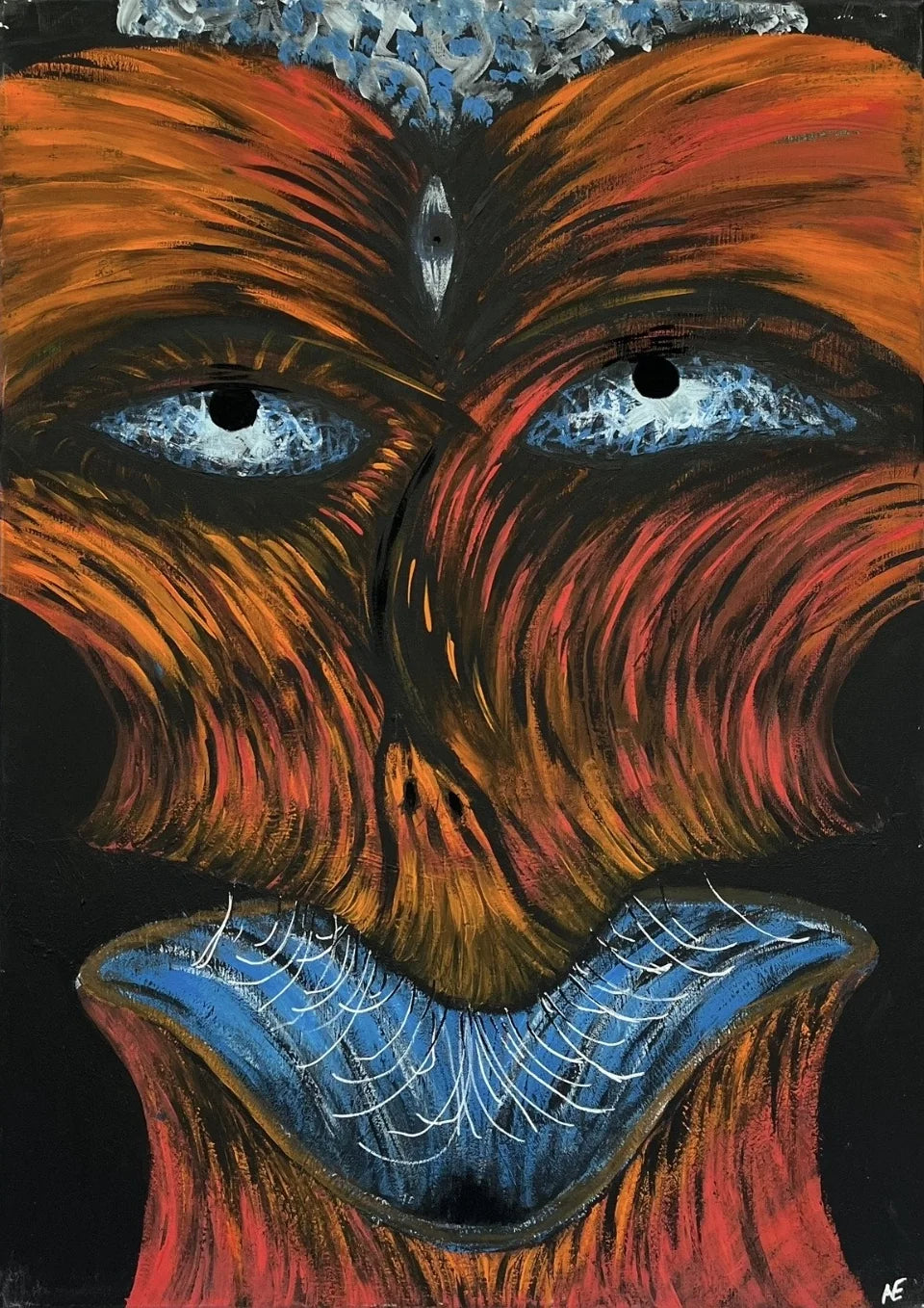 Self-feeding, acrylic on canvas, 50 × 70 cm, 2025, by Nael Abdelal