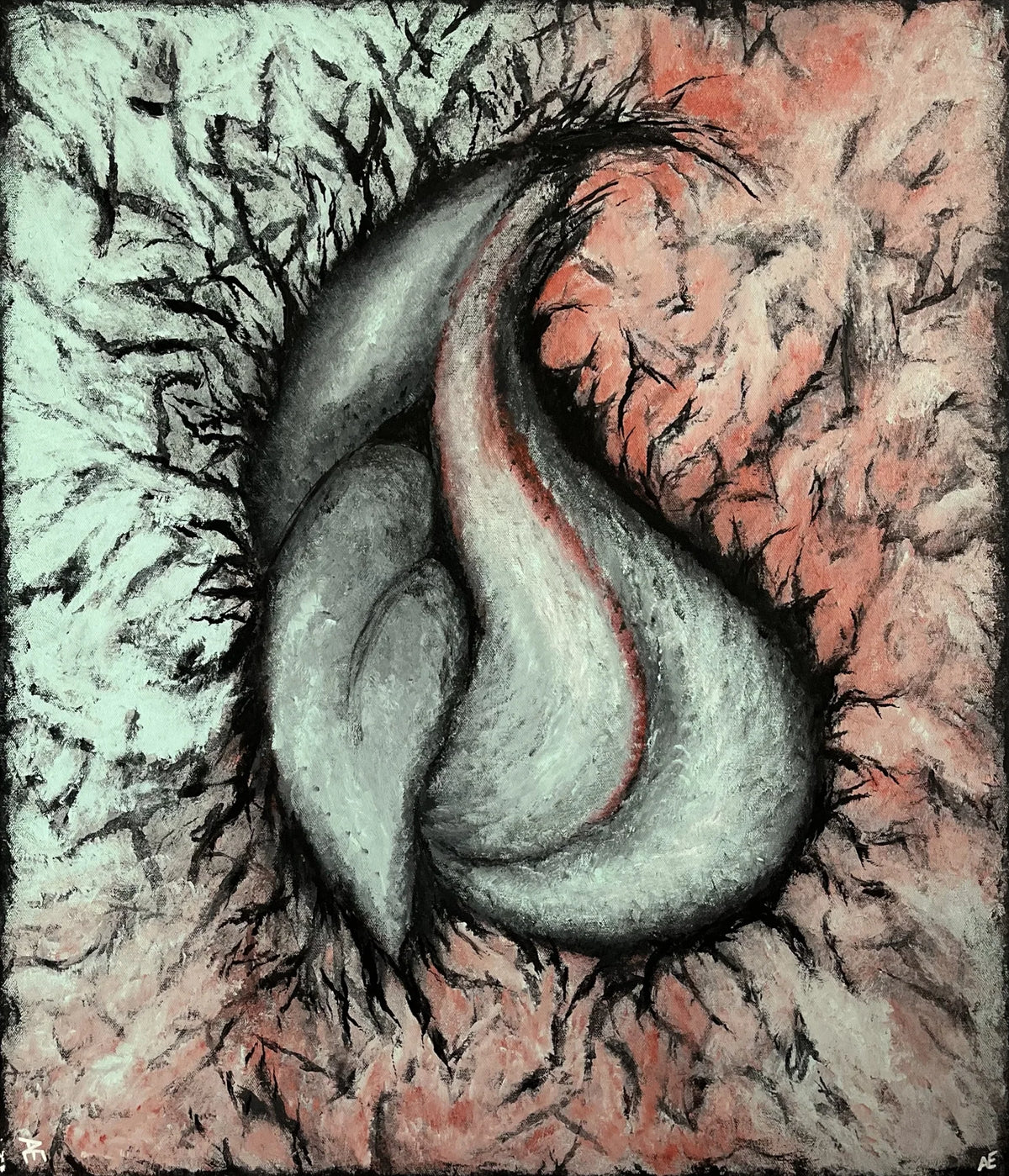 Liqer, acrylic on canvas, 60 × 70 cm, 2026, by Nael Abdelal
