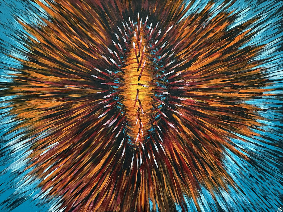 Burst Out, acrylic on canvas, 60 × 80 cm, 2025, by Nael Abdelal