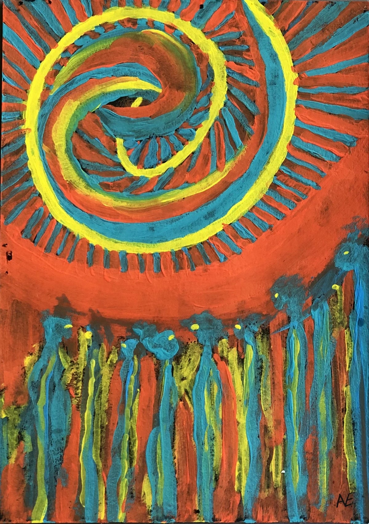The Buzzer, acrylic on paper, 14.8 × 21 cm (A5), 2023, by Nael Abdelal