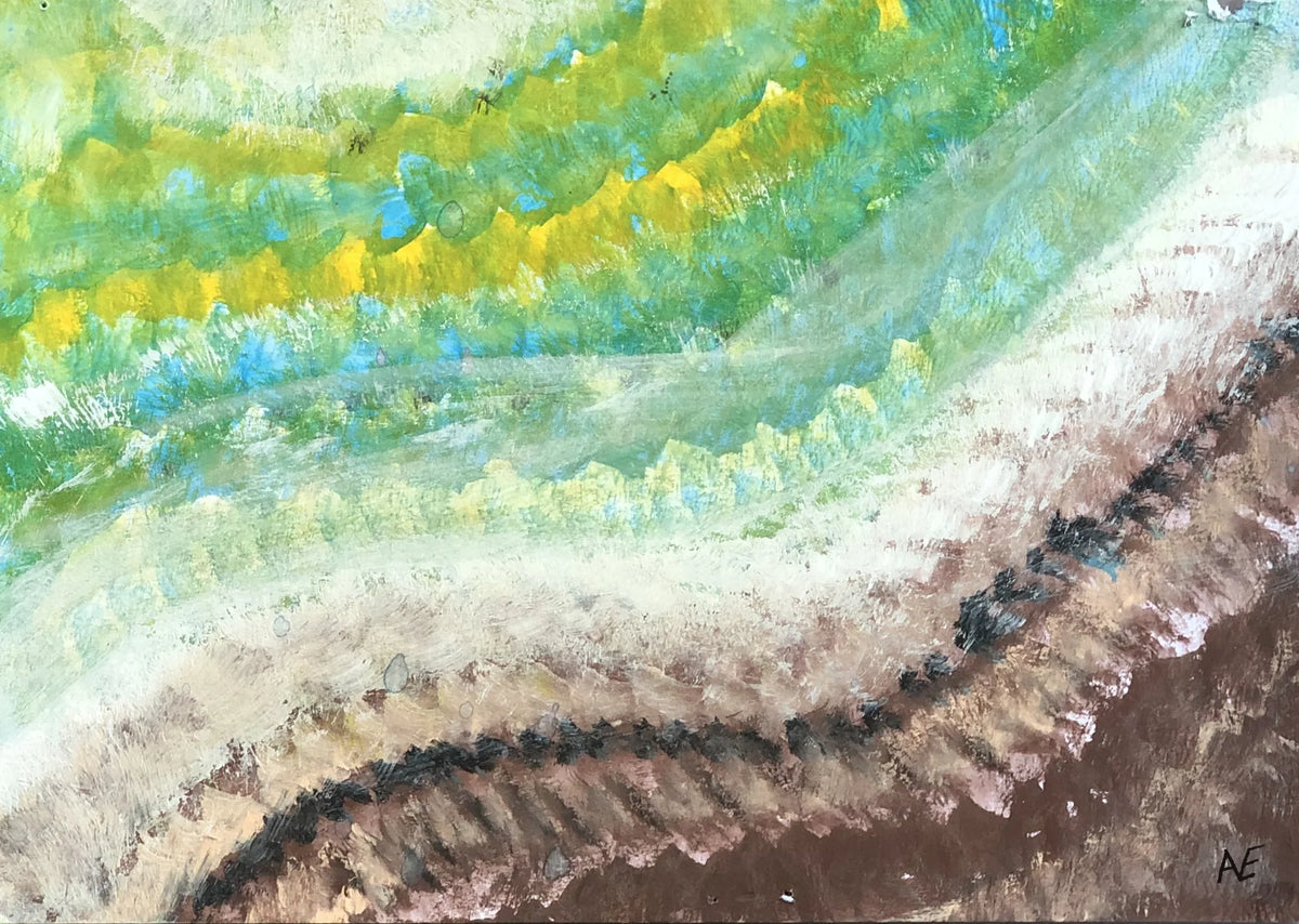 Earfthe, acrylic on paper, 14.8 × 21 cm (A5), 2023, by Nael Abdelal