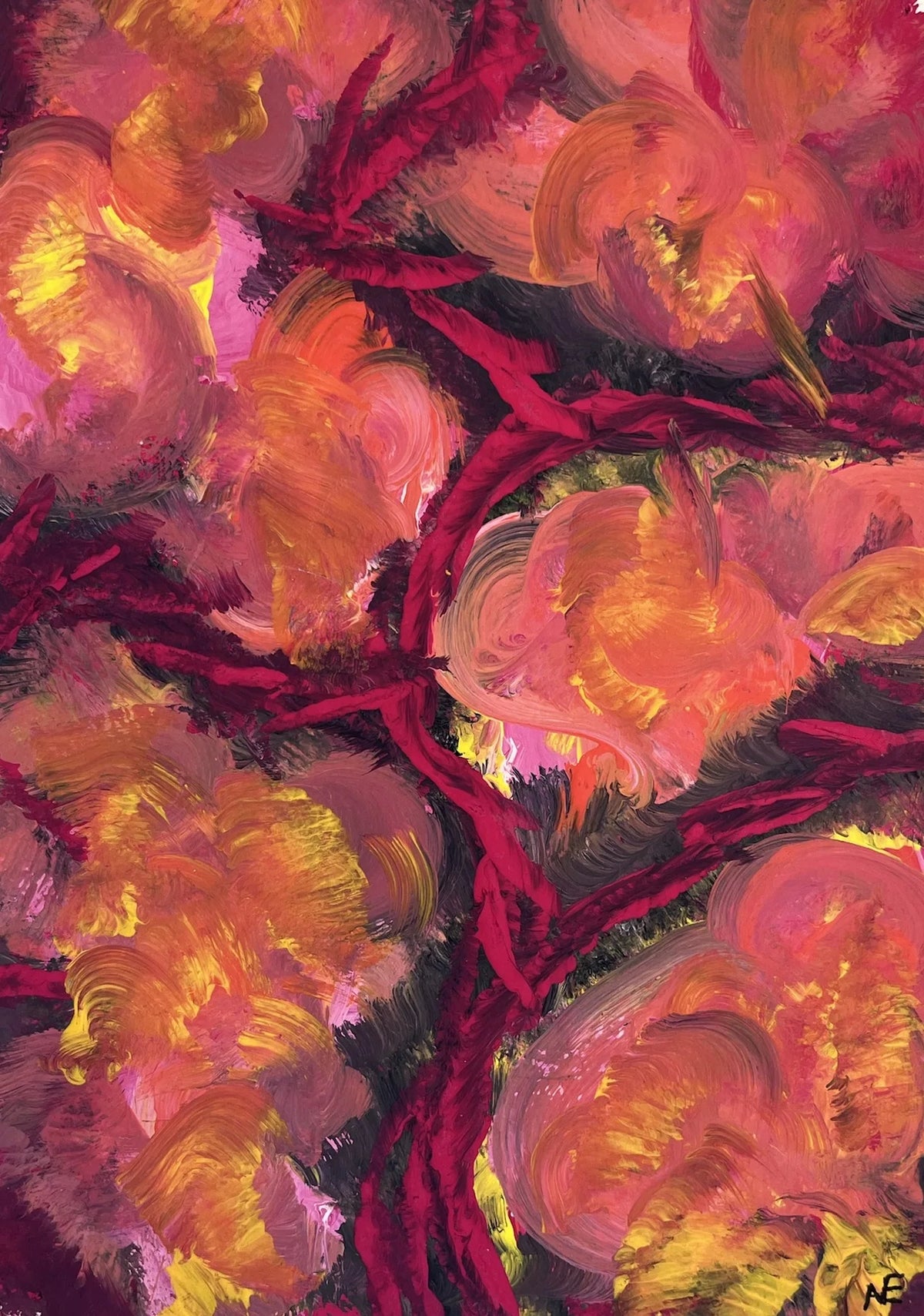 Flower, acrylic on paper, 14.8 × 21 cm (A5), 2025, by Nael Abdelal