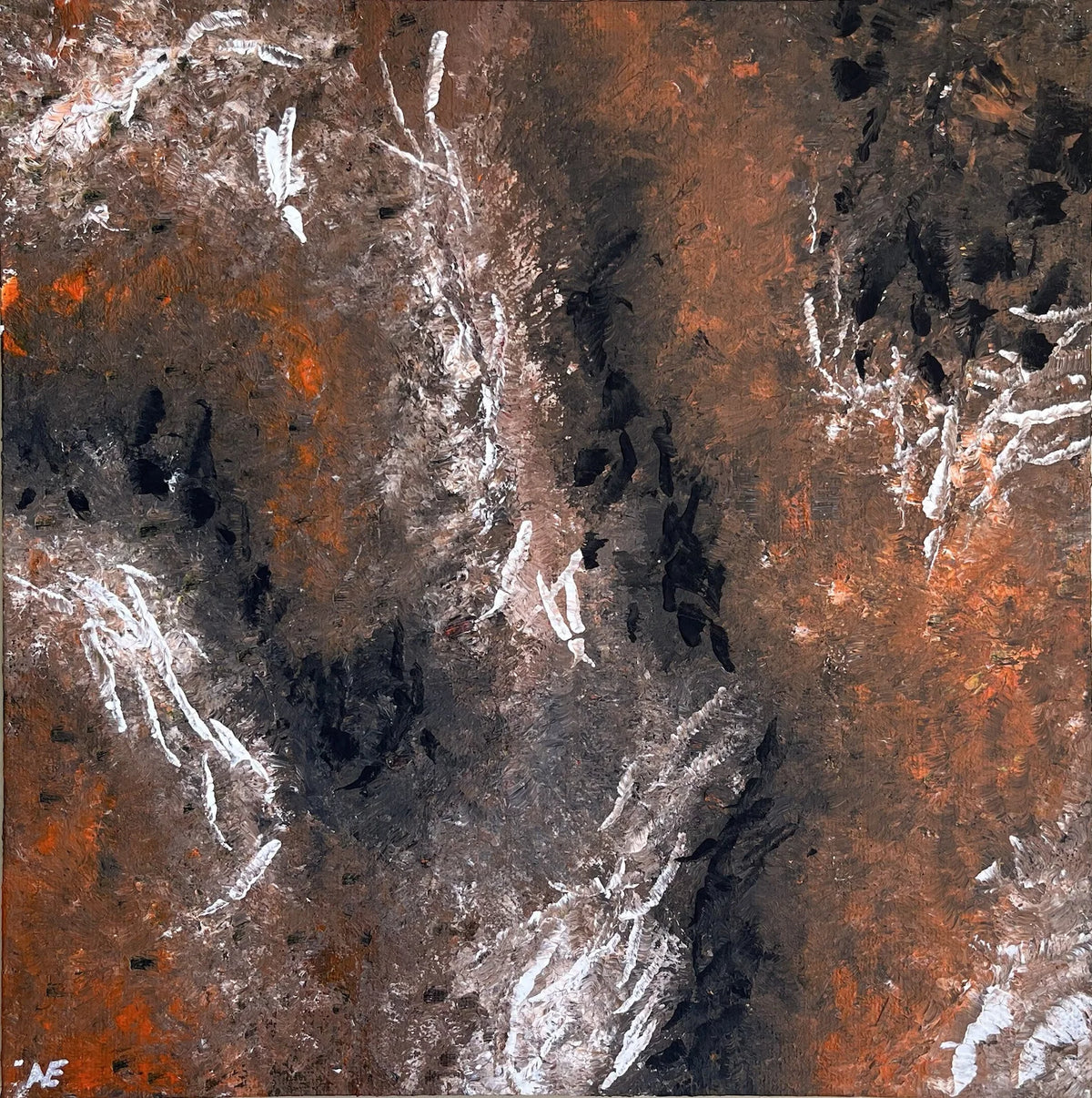 No. 107, acrylic on panel, 25 × 25 cm, 2025, by Nael Abdelal