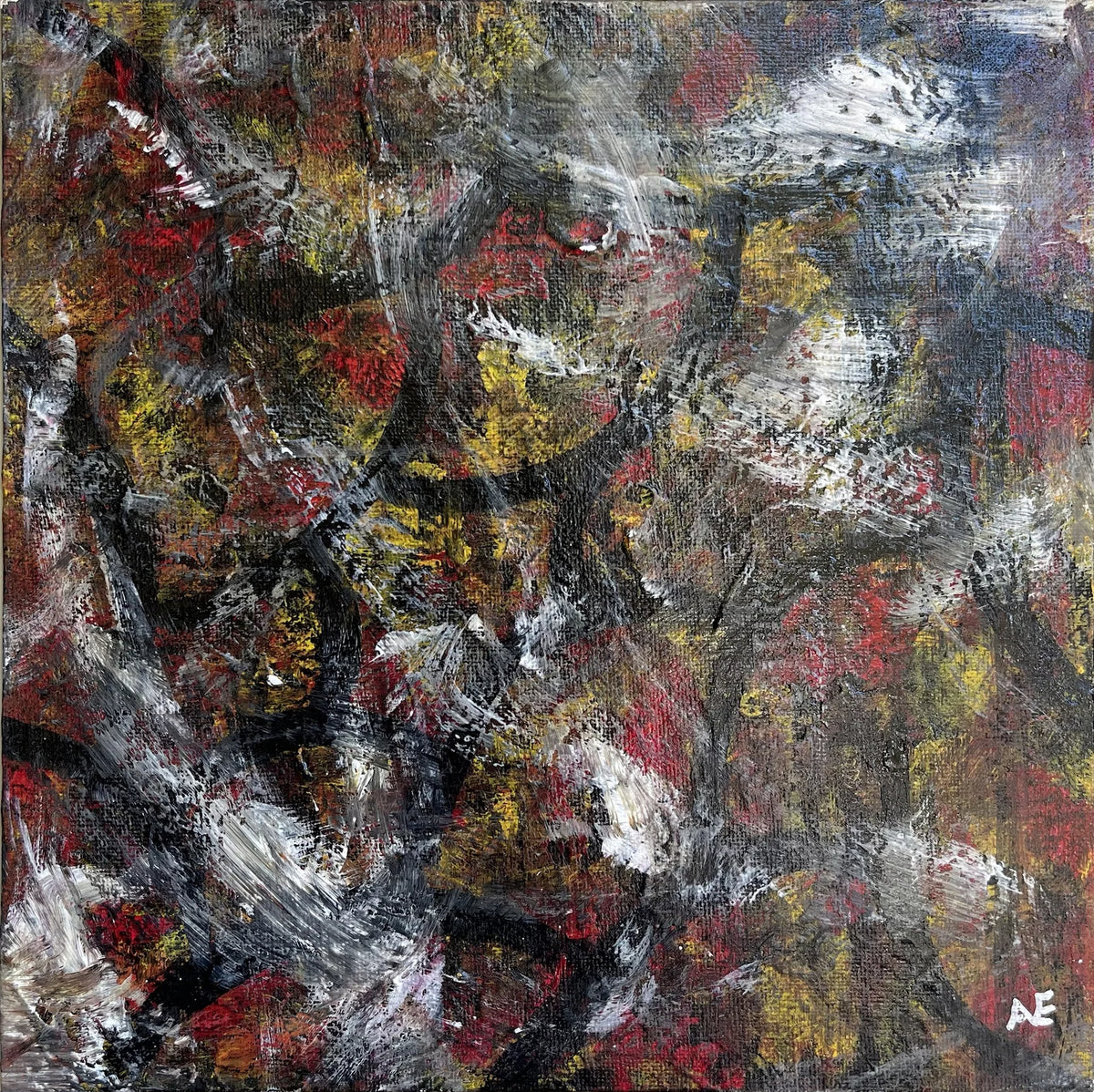 Peak in, acrylic on panel, 25 × 25 cm, 2023, by Nael Abdelal