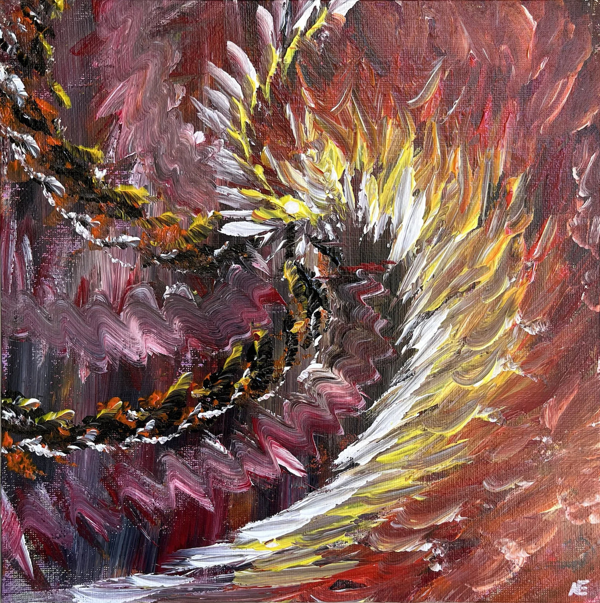 Lash, acrylic on panel, 25 × 25 cm, 2024, by Nael Abdelal