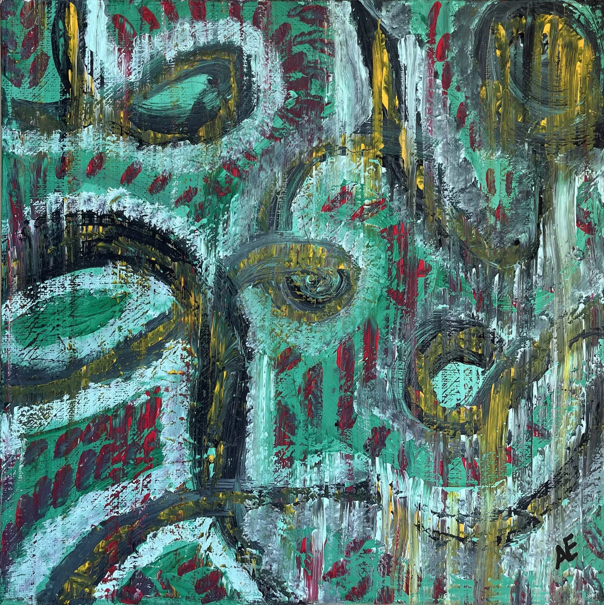 No. 59, acrylic on panel, 25 × 25 cm, 2023, by Nael Abdelal