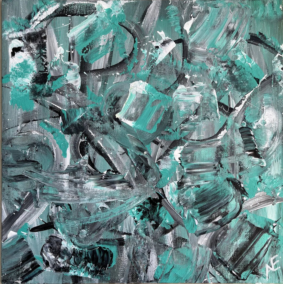 Dancer, acrylic on panel, 25 × 25 cm, 2023, by Nael Abdelal