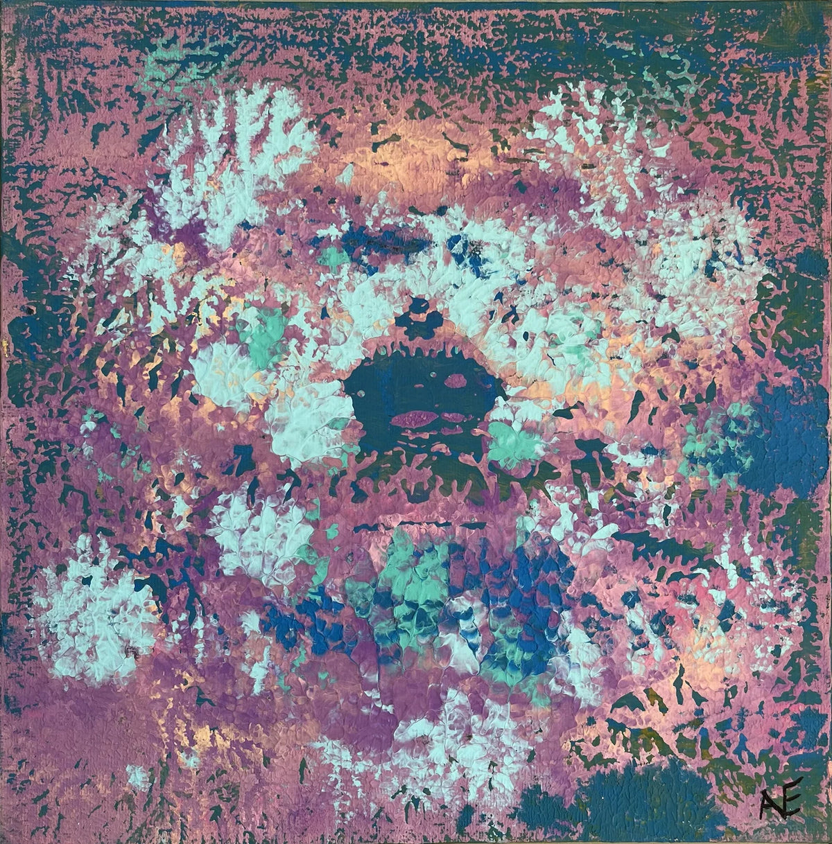 Greetings, acrylic on panel, 25 × 25 cm, 2023, by Nael Abdelal