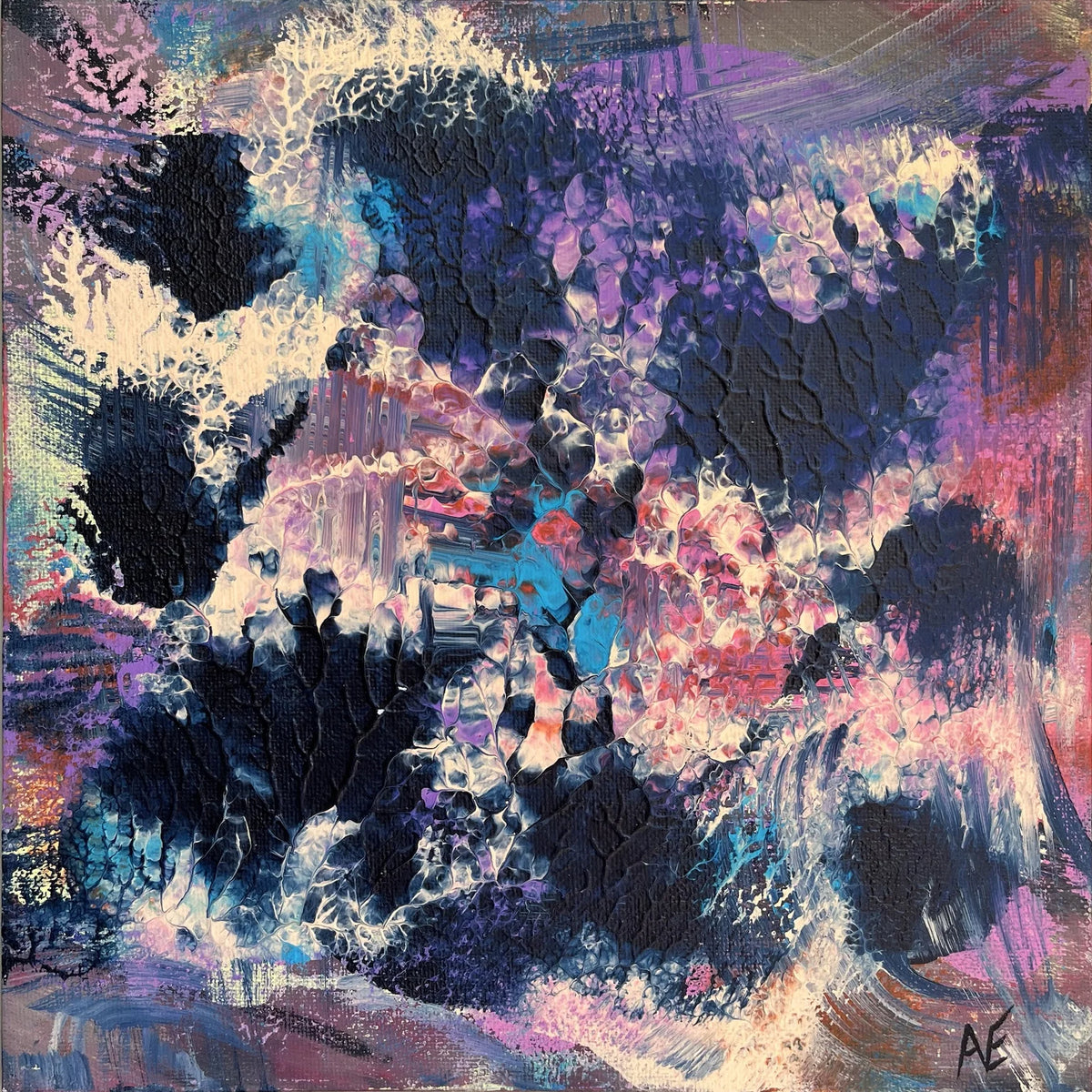 Silence, acrylic on panel, 25 × 25 cm, 2023, by Nael Abdelal