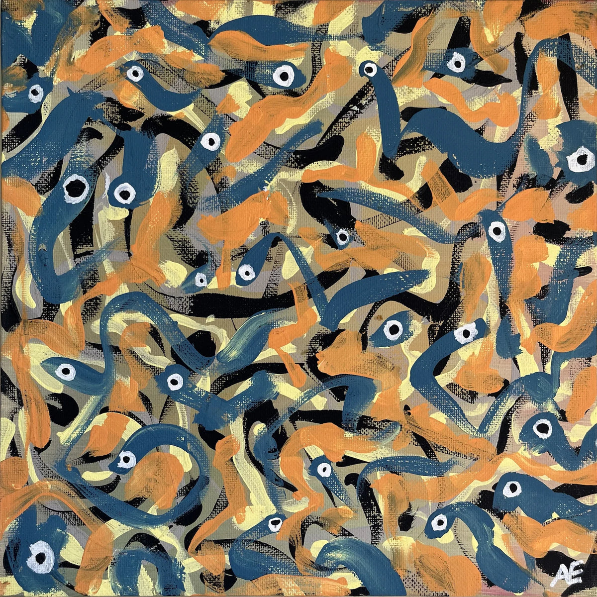 Swirlywirly, acrylic on panel, 25 × 25 cm, 2023, by Nael Abdelal