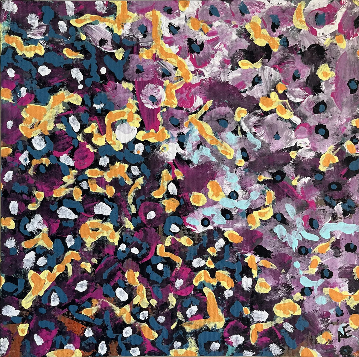 Coagulation, acrylic on panel, 25 × 25 cm, 2023, by Nael Abdelal