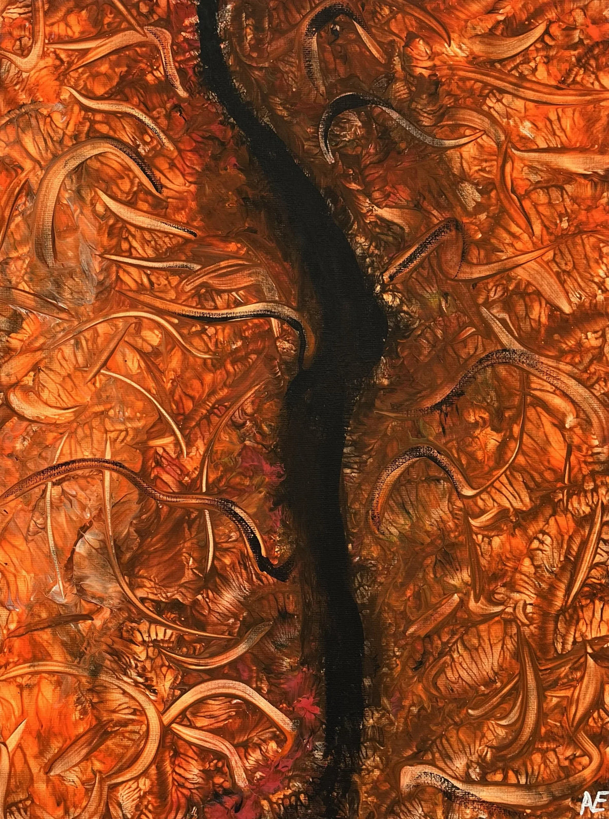 Parasitic, acrylic on canvas, 30 × 40 cm, 2025, by Nael Abdelal
