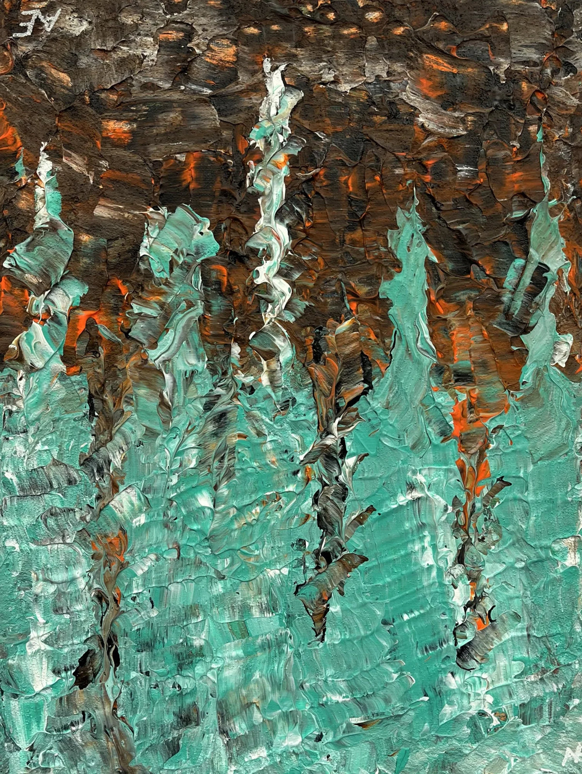 Water plants, acrylic on canvas, 30 × 40 cm, 2024, by Nael Abdelal