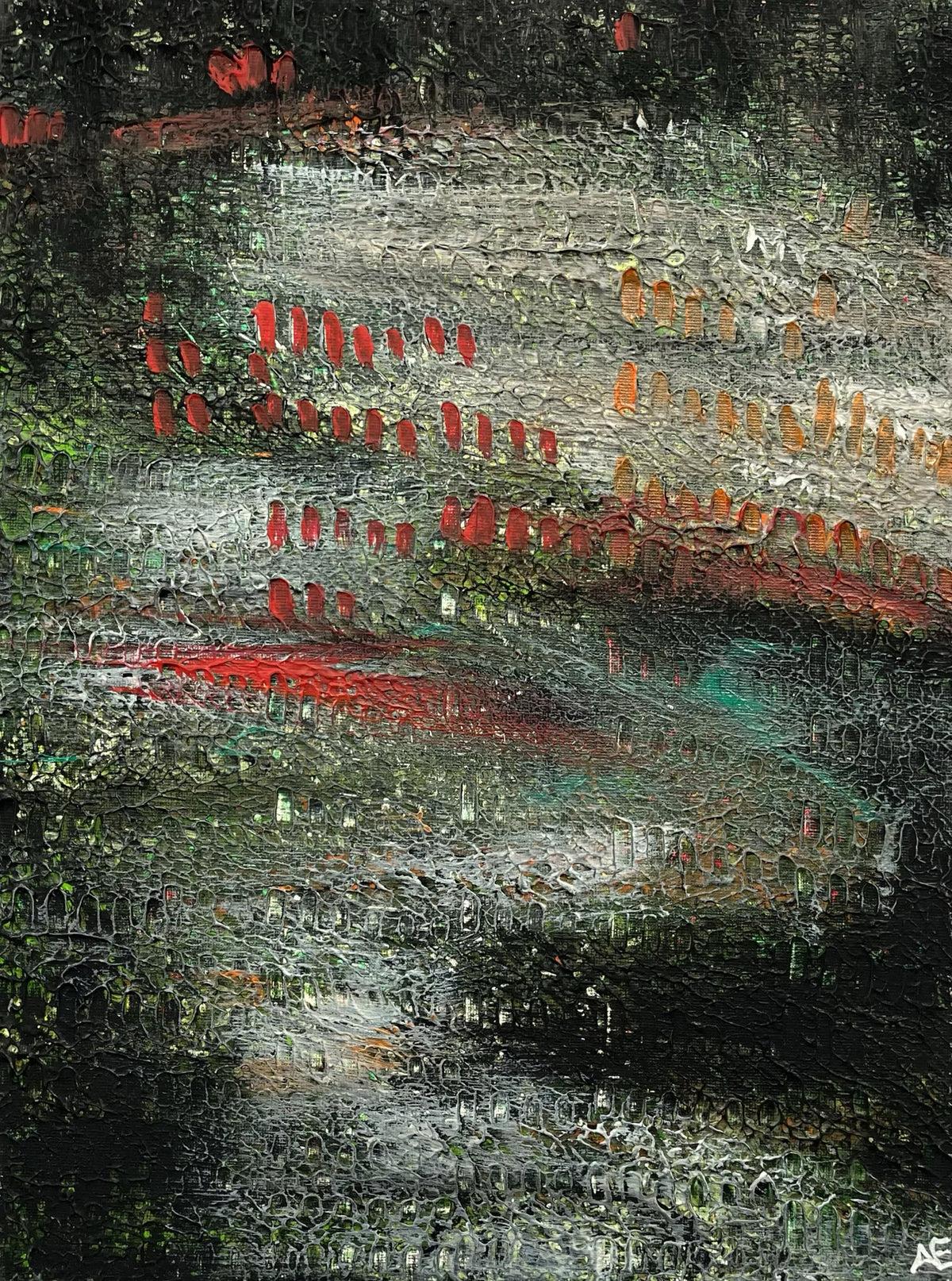 Inhabiting, acrylic on canvas, 30 × 40 cm, 2024, by Nael Abdelal
