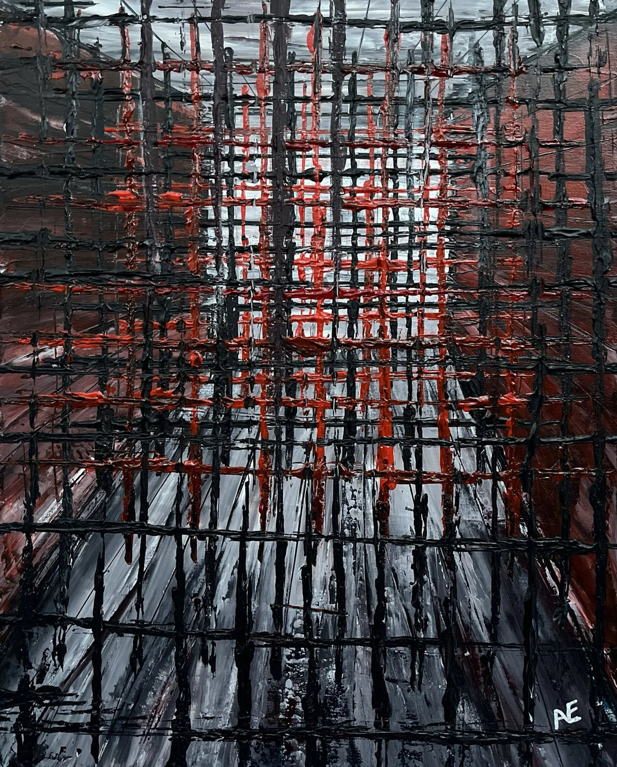Caged, acrylic on canvas, 40 × 50 cm, 2024, by Nael Abdelal