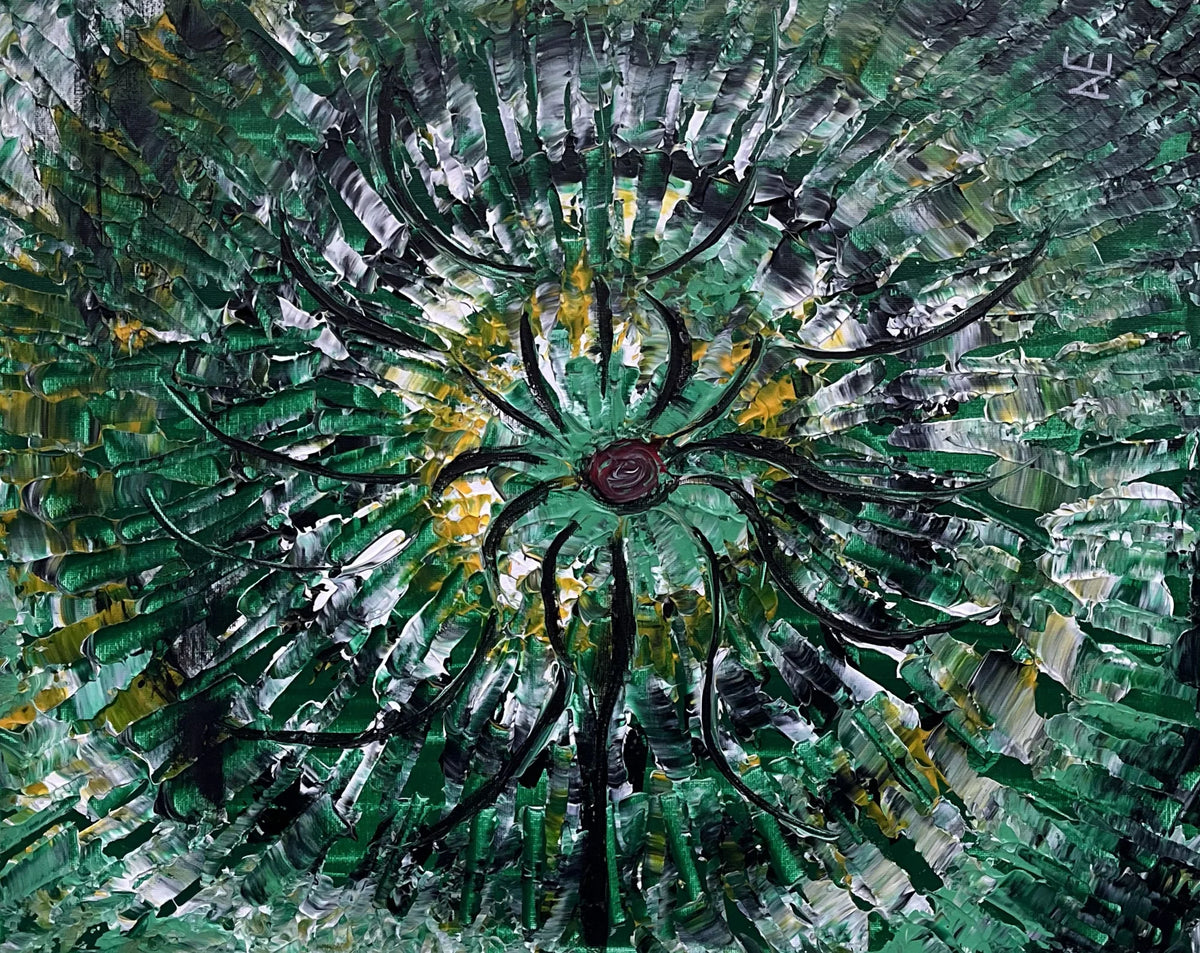 GodFlowr, acrylic on canvas, 40 × 50 cm, 2024, by Nael Abdelal