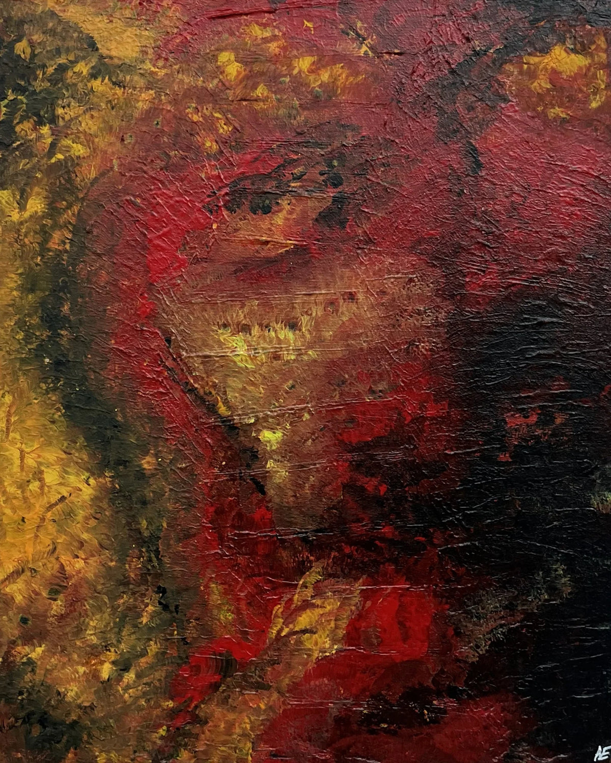 My Gut is on fire, acrylic on canvas, 40 × 50 cm, 2025, by Nael Abdelal