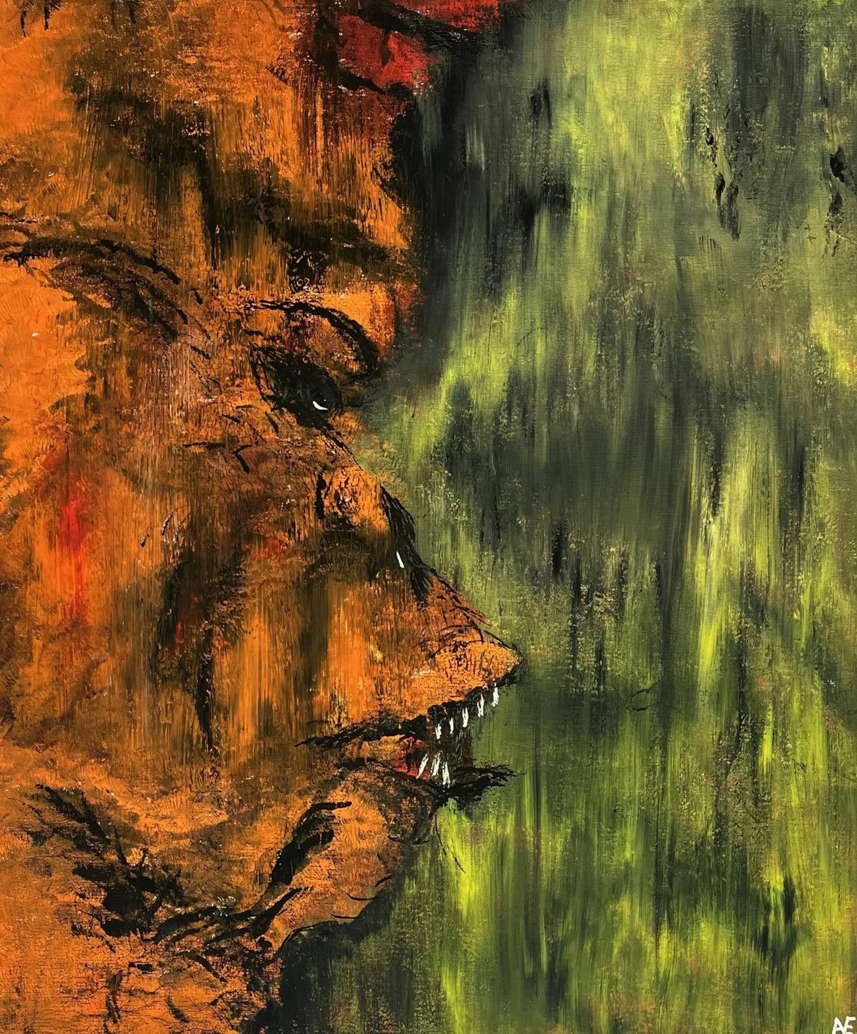 He drains me, acrylic on canvas, 50 × 60 cm, 2025, by Nael Abdelal