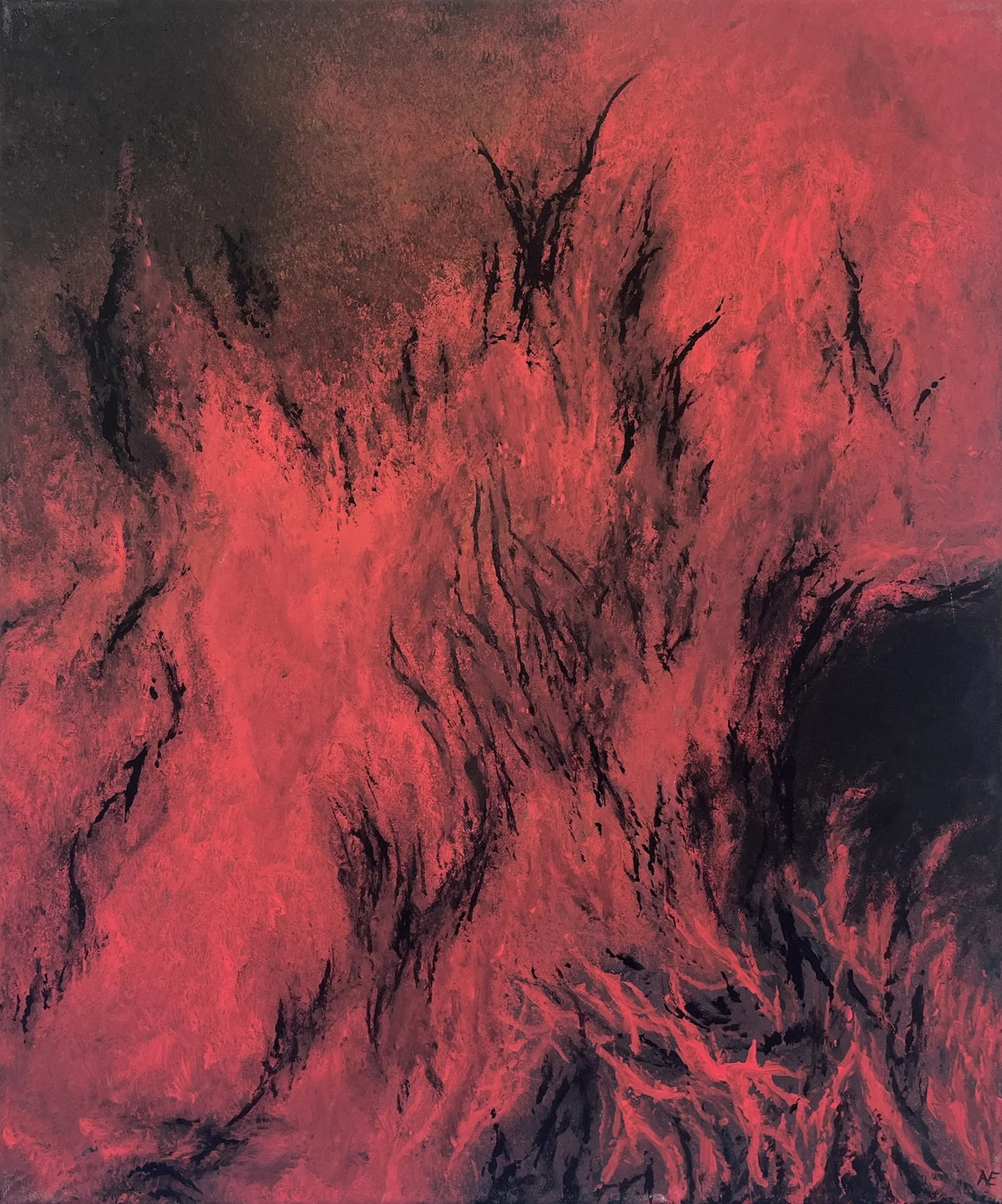 Fire, acrylic on canvas, 50 × 60 cm, 2026, by Nael Abdelal
