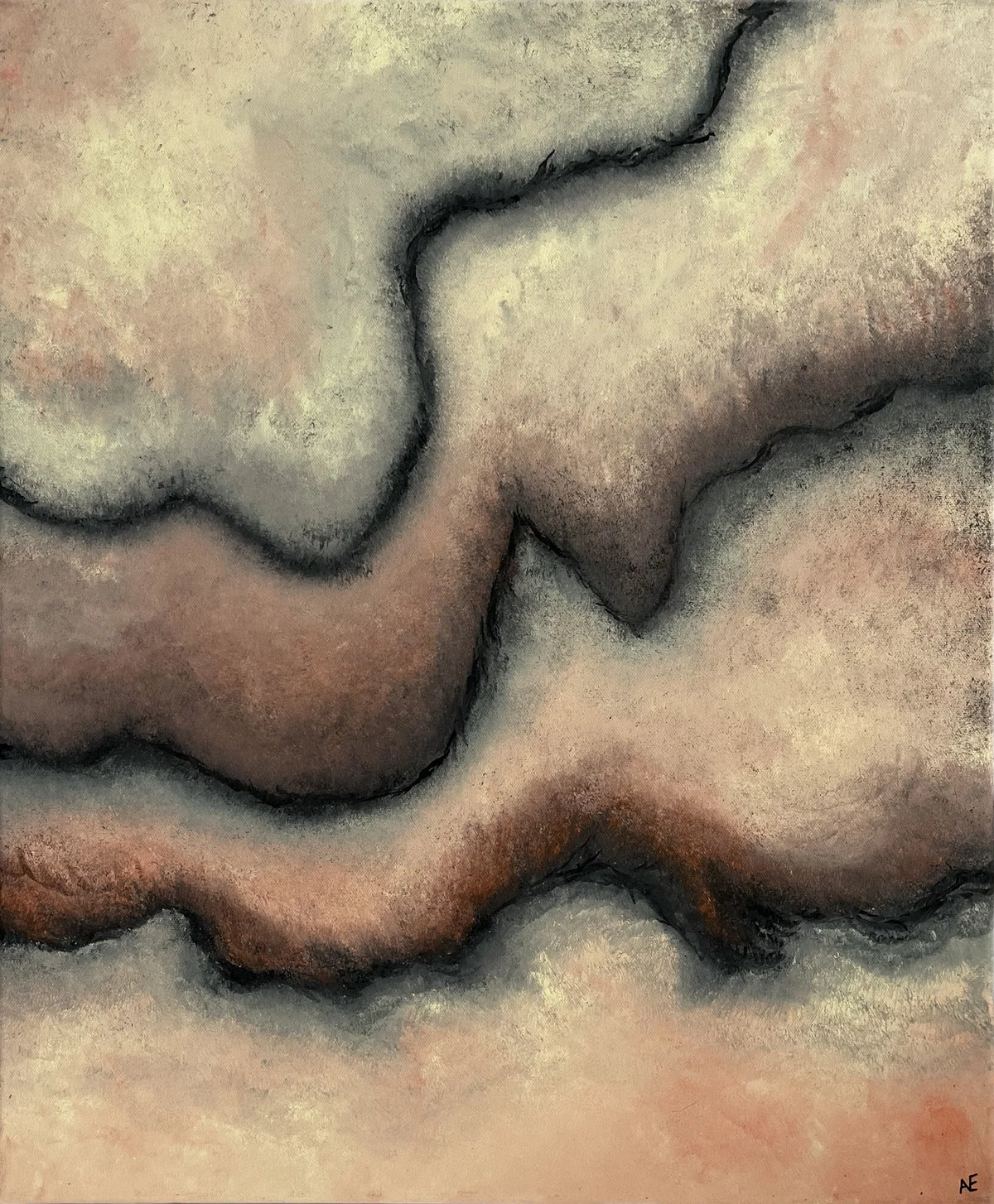 Layered, acrylic on canvas, 50 × 60 cm, 2026, by Nael Abdelal