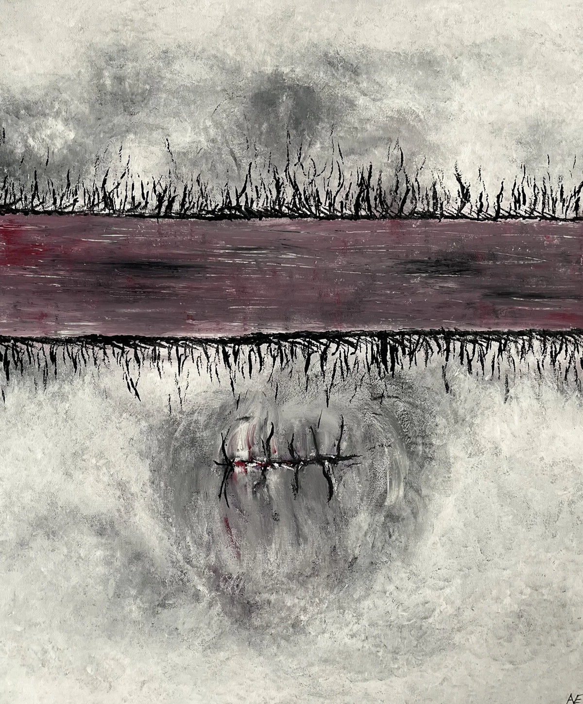 DanBana 1, acrylic on canvas, 50 × 60 cm, 2025, by Nael Abdelal