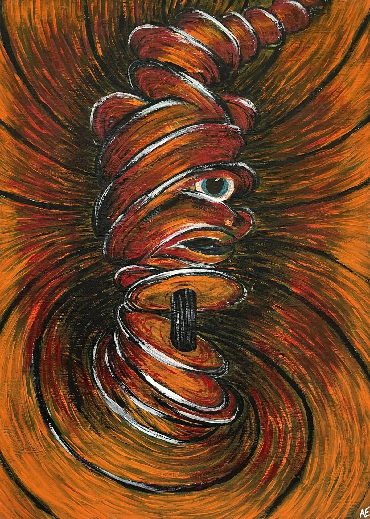 Wrapped up, acrylic on canvas, 50 × 70 cm, 2025, by Nael Abdelal