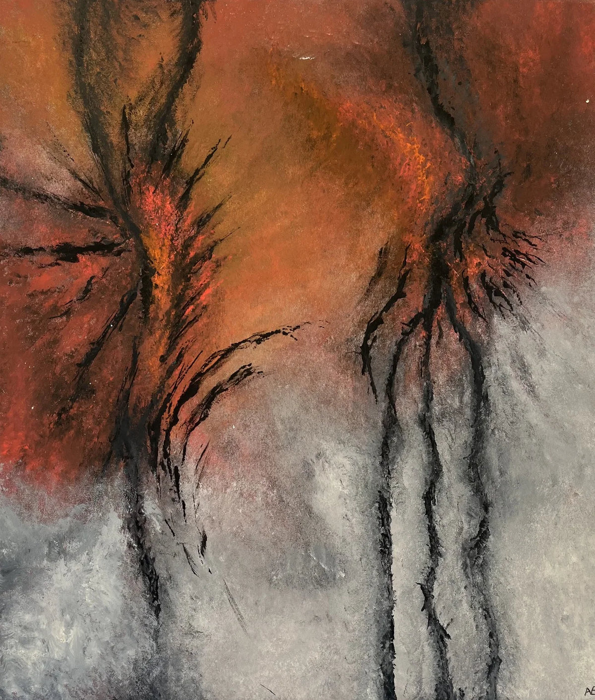Tearz in Blaze, acrylic on canvas, 60 × 70 cm, 2026, by Nael Abdelal