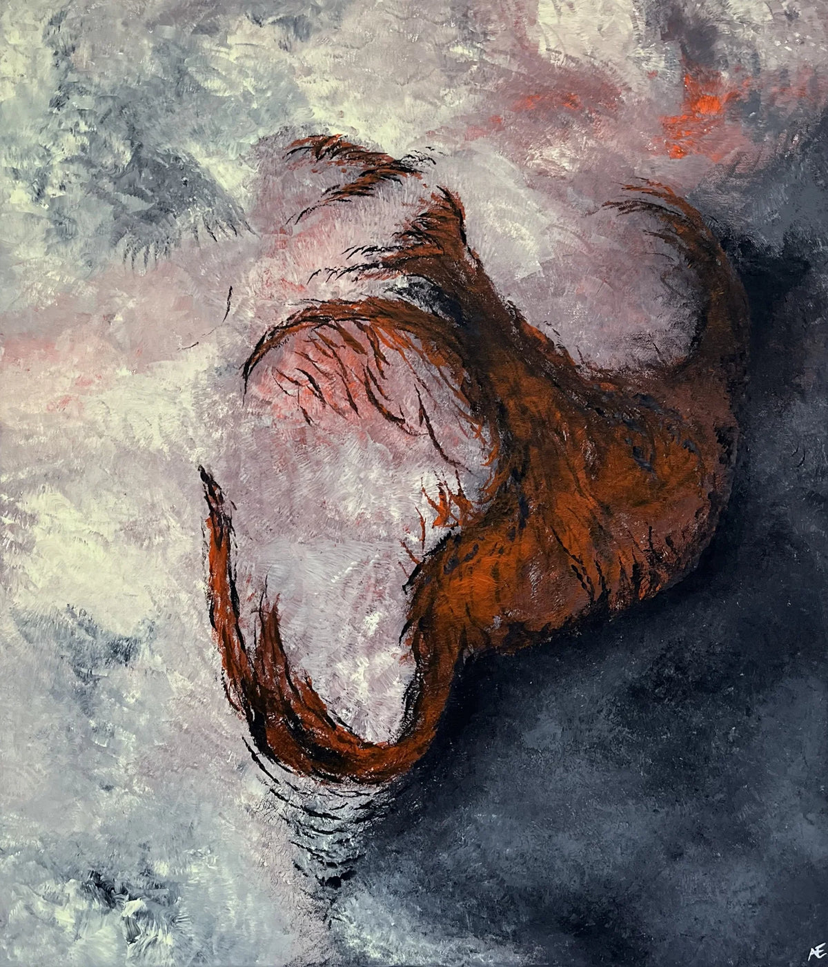 Latcher, acrylic on canvas, 60 × 70 cm, 2026, by Nael Abdelal